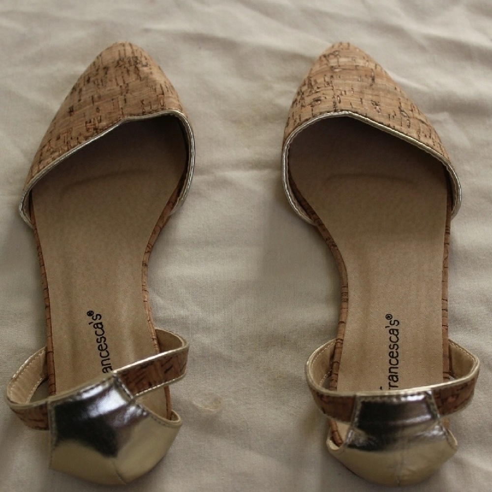 Francescas Collection cork pattern pointy flats